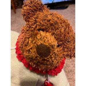 Vintage Hallmark Teddy Bear Mittens Plush 13" Brown Red Scarf Green Outfit 2002